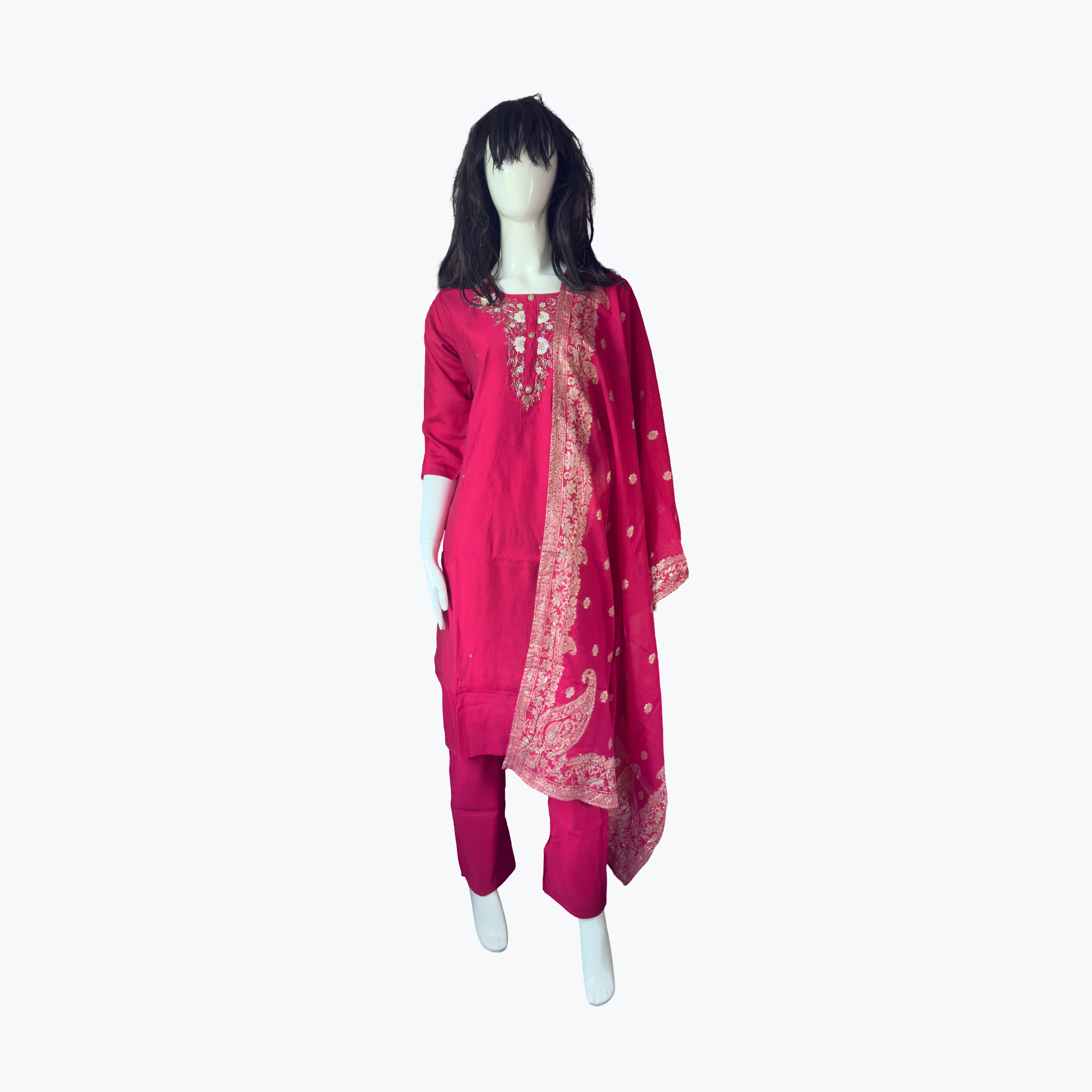 Raani Pink Silk Kurta