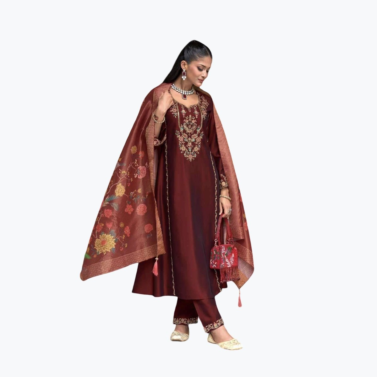 Lily & Lali Maroon A-Line Kurta