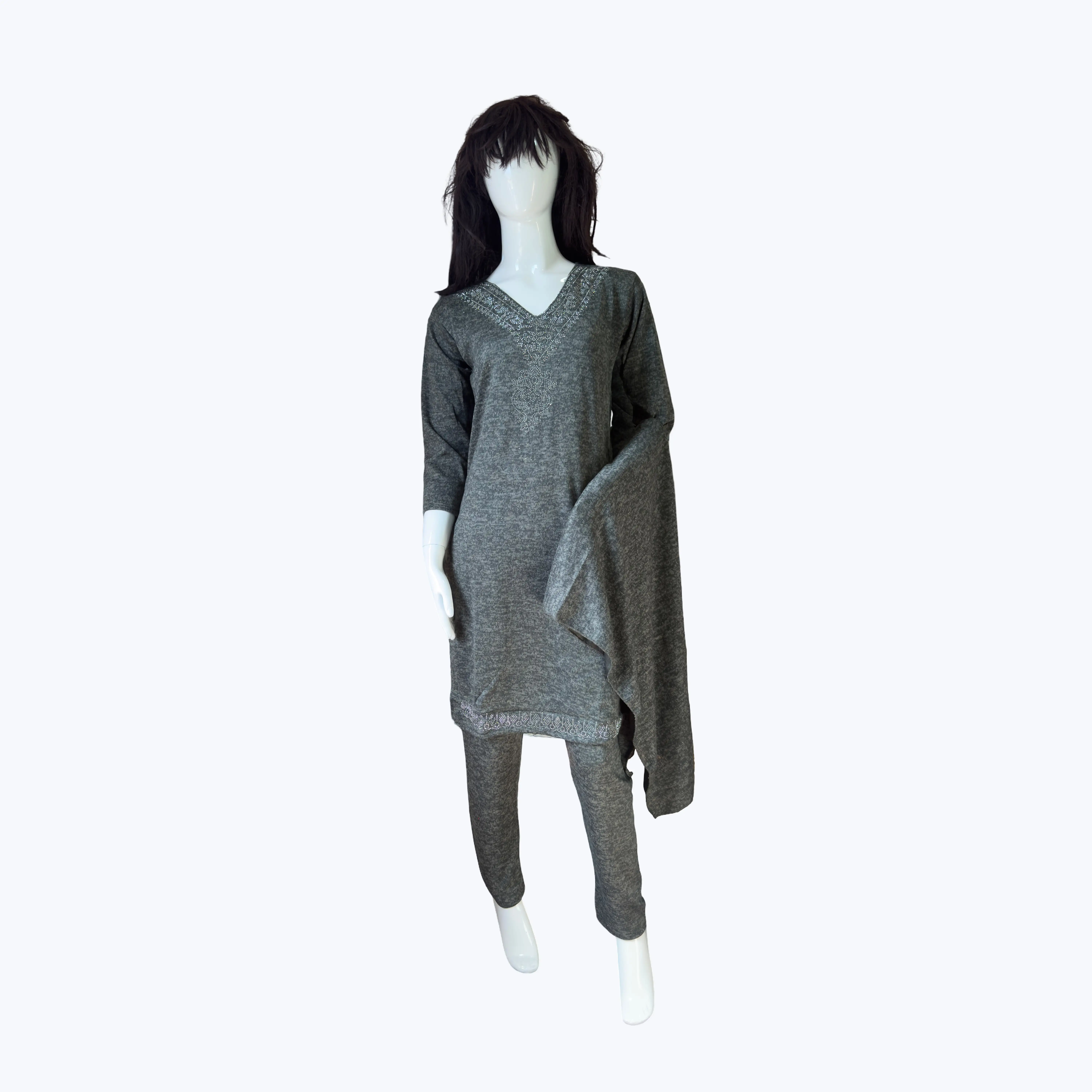 Heather Grey Knit Winter Kurta