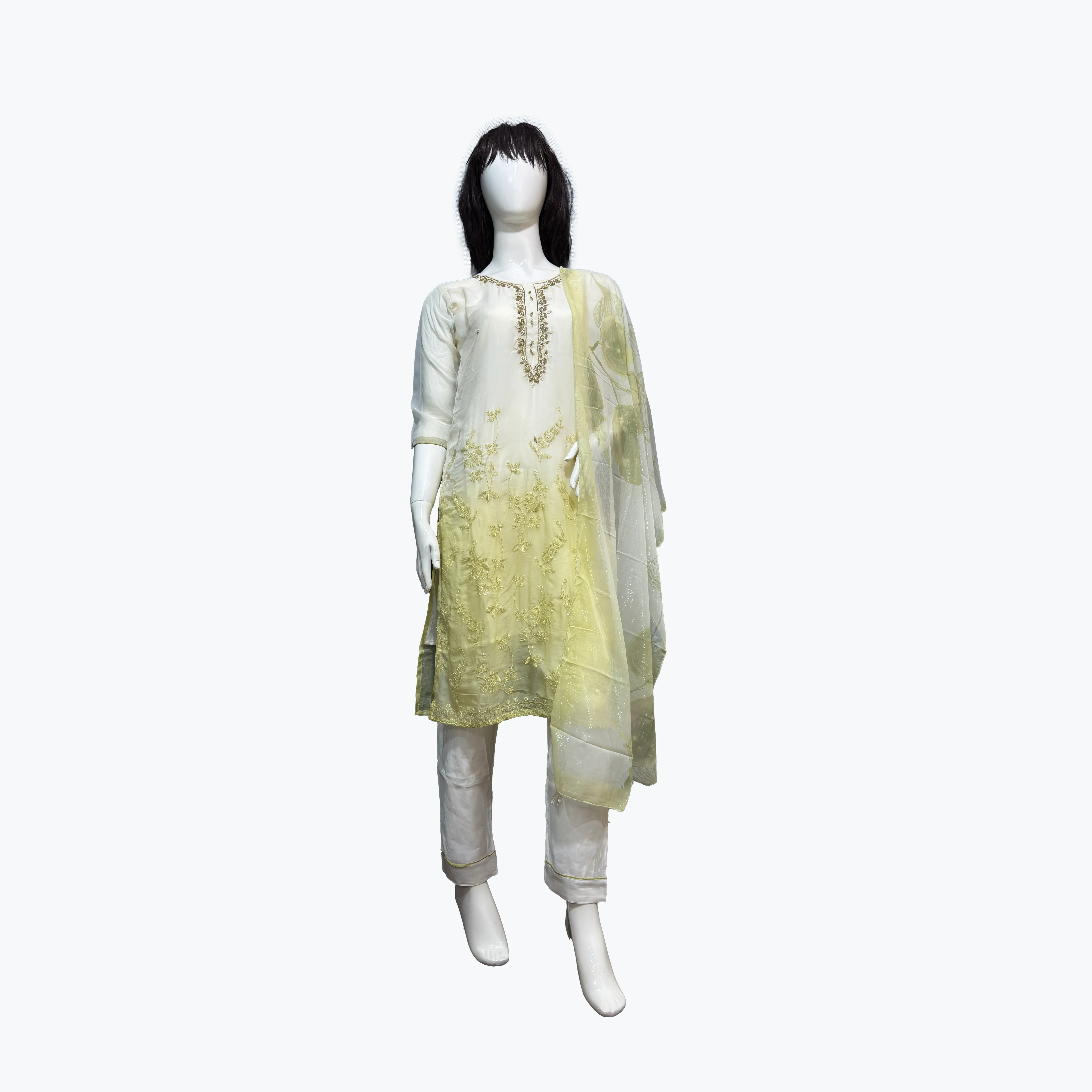 Dual-Shade Embroidered Chanderi Kurta