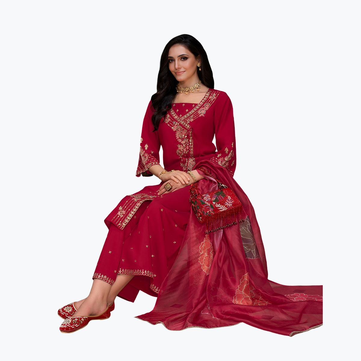 Lily & Lali Red A-Line Kurta